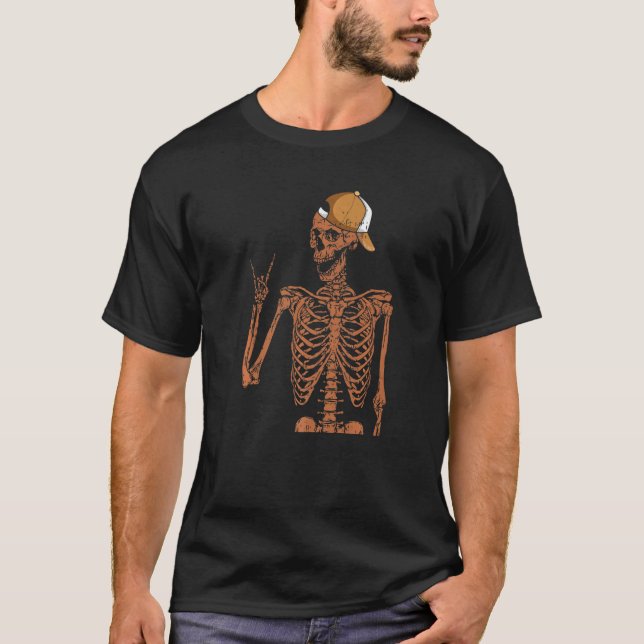 Camiseta Melanin Skeleton Rock Hand Black History Month BLM (Frente)