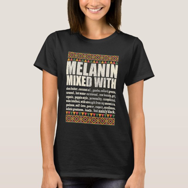 Camiseta Melanina Misturada Com História Negra Mês Em Diver (Frente)