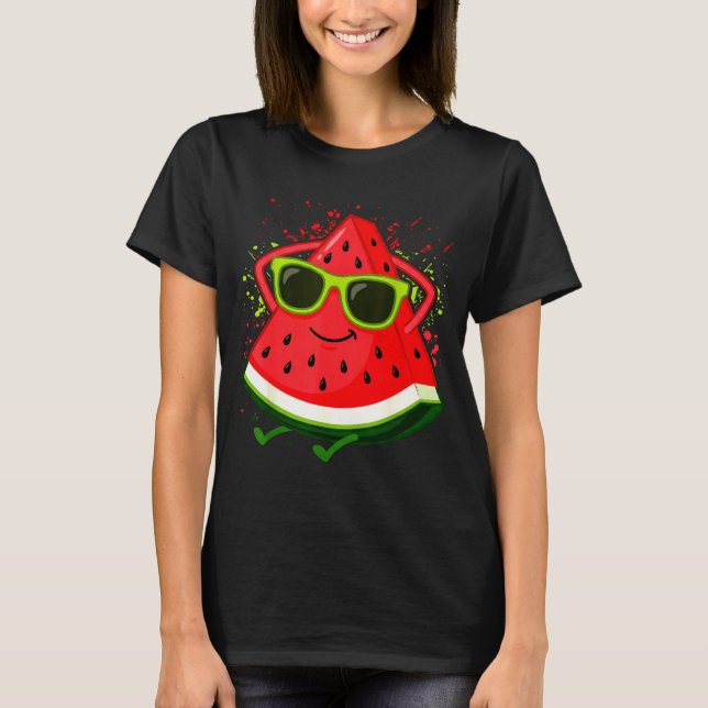 Camiseta Melão de Verão com Óculos de Sol Divertido (Frente)