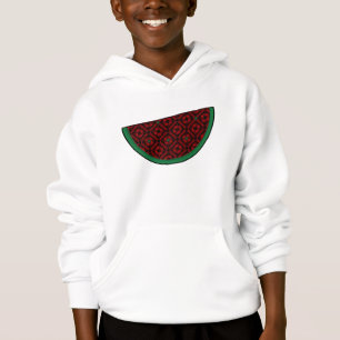Camiseta Melão Palestina Bordado tatreez vermelho