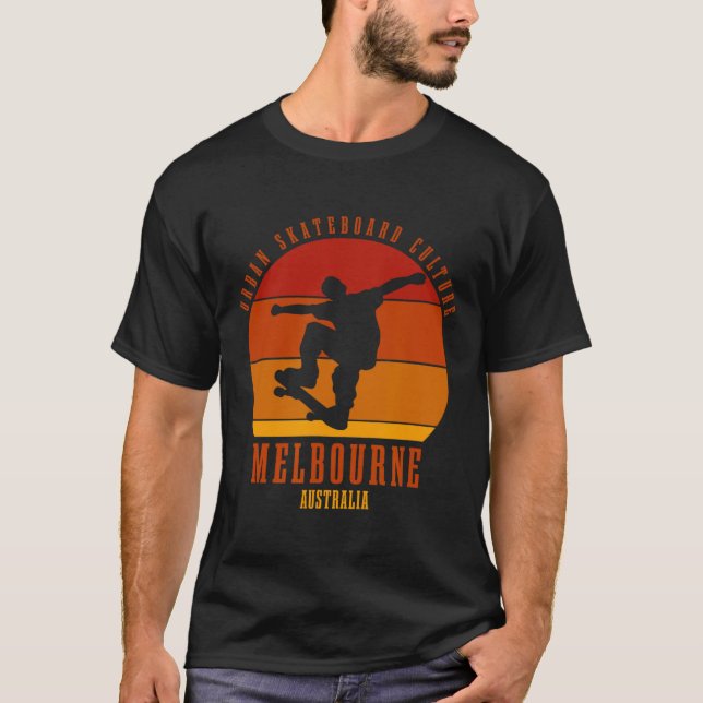 Camiseta Melbourne Austrália Skate Urna Skateboarding (Frente)
