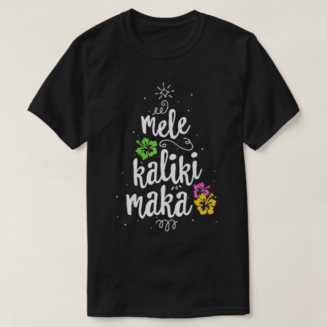 Camiseta Mele Kalikimaka Árvore de Natal Havaiana Xm (Frente do Design)