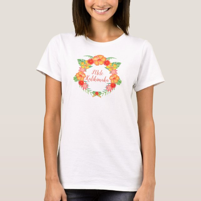 Camiseta Mele Kalikimaka com Hibiscus (Frente)