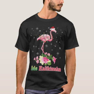 Camiseta Mele Kalikimaka Flamingo Papai noel Feliz de Natal