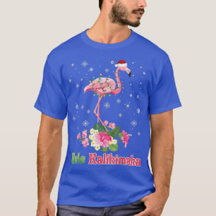 Camiseta Mele Kalikimaka Flamingo Papai noel Feliz De Natal