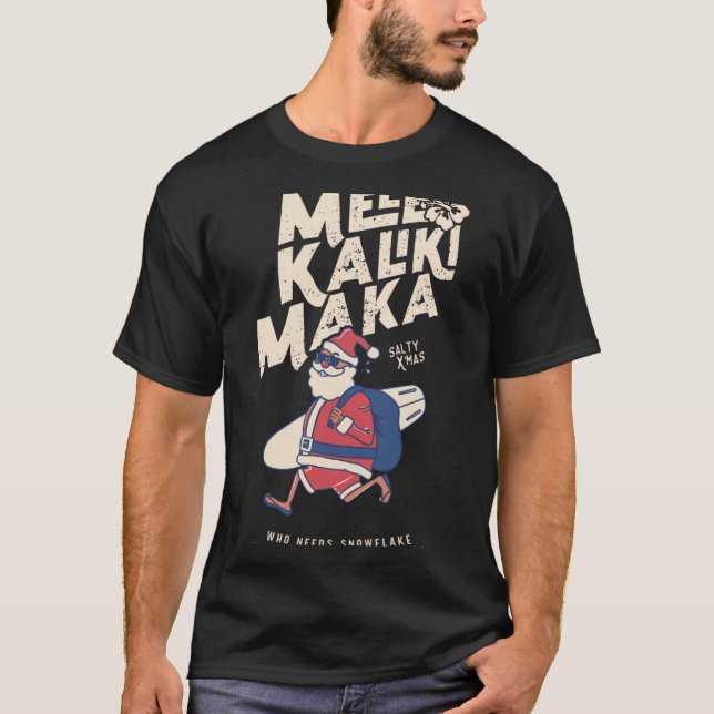 Camiseta Mele Kalikimaka Funny Santa Hawaiian Christmas T S (Frente)