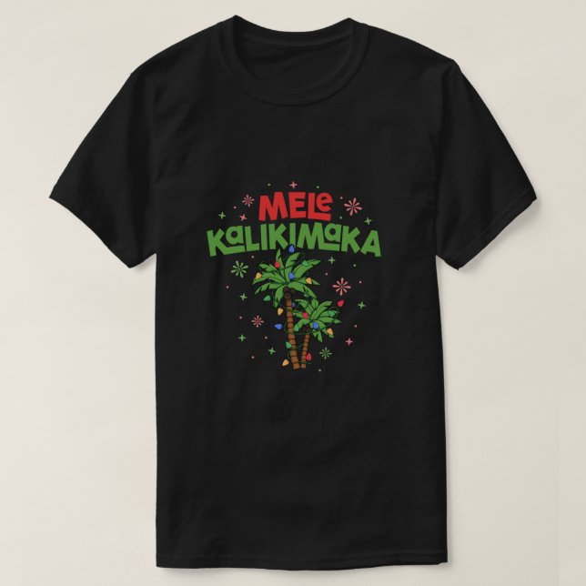 Camiseta Mele Kalikimaka Havaiana Palm-Light (Frente do Design)