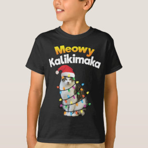 Camiseta Mele Kalikimaka Havaiano Feliz Gato de Natal