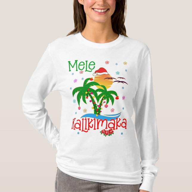 Camiseta Mele Kalikimaka Havaiano Feliz Natal Aloha  (Frente)