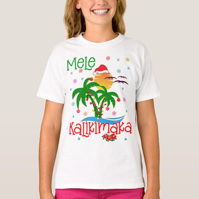 Camiseta Mele Kalikimaka Havaiano Feliz Natal Aloha Mat (Frente)