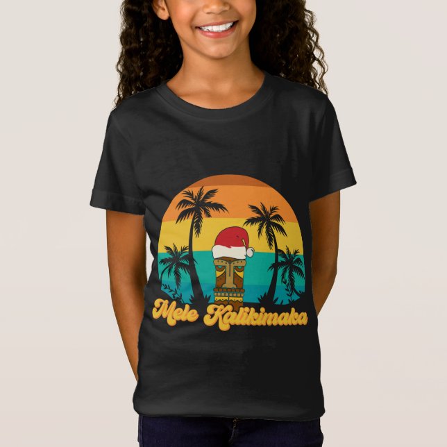 Camiseta Mele Kalikimaka Havaiano Natal Tiki Santa Hat (Frente)