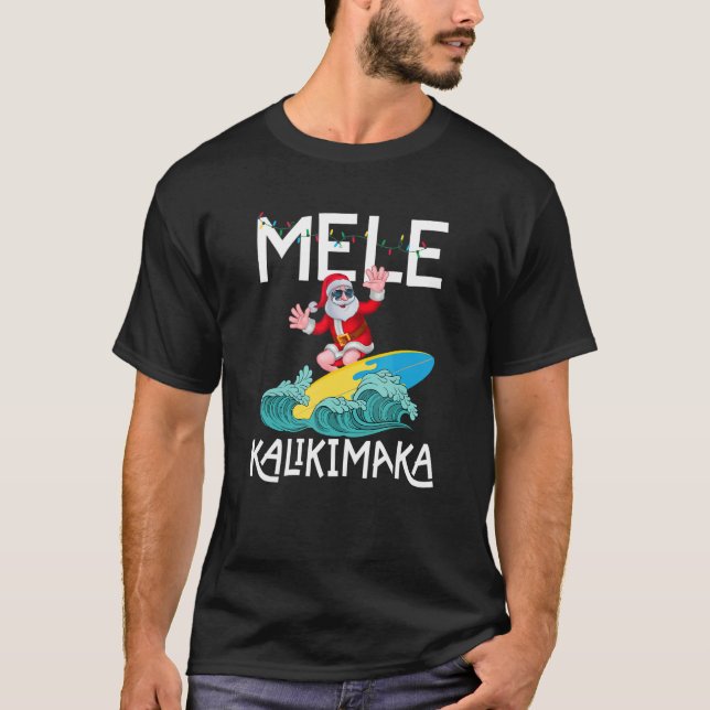 Camiseta Mele Kalikimaka Havaiano Papais noeis Hawaii Su (Frente)