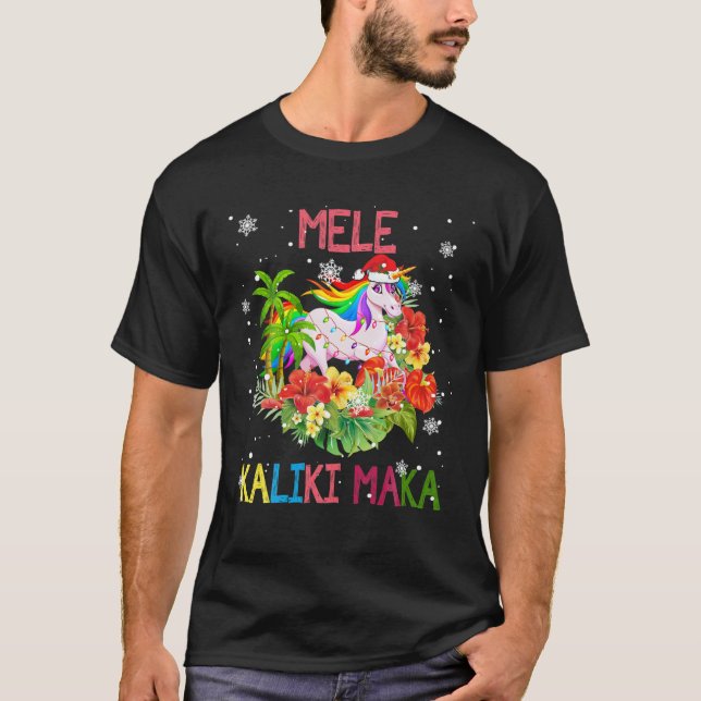 Camiseta Mele Kalikimaka Merry Xmas Floral Hawaiian Santa U (Frente)