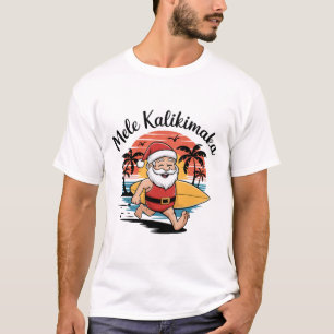 Camiseta Mele Kalikimaka Papai Noel Surfista Retro Havaiano
