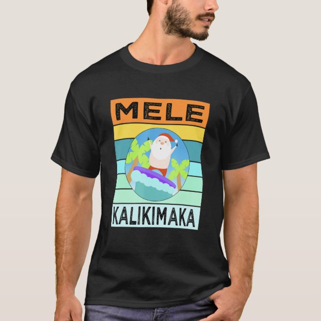 Camiseta Mele Kalikimaka Papais noeis de Natal do Havaí Fei (Frente)