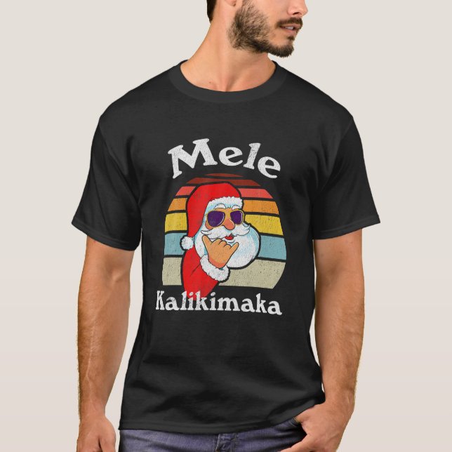 Camiseta Mele Kalikimaka Papais noeis de Natal Retro Shaka  (Frente)