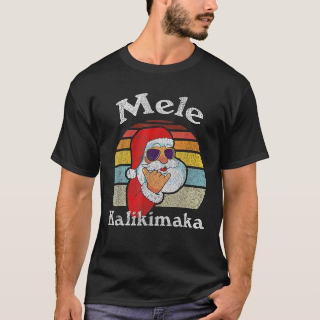 Camiseta Mele Kalikimaka Papais noeis de Natal Retro Shaka  (Frente)