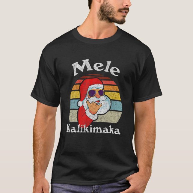 Camiseta Mele Kalikimaka Papais noeis de Natal Retro Shaka  (Frente)