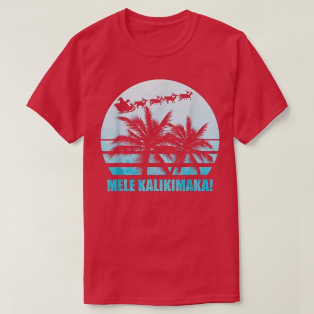 Camiseta Mele Kalikimaka Retro Havaiana Família Natal Va (Frente do Design)