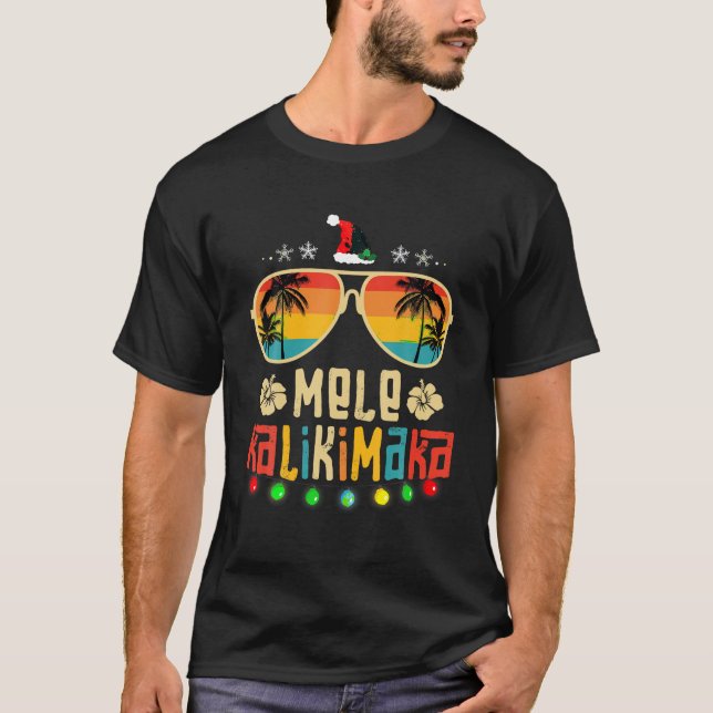 Camiseta Mele Kalikimaka Roupa Papais noeis Havaianos de Na (Frente)