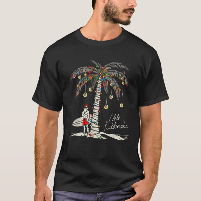 Camiseta Mele Kalikimaka Surf Havaiano Quente Engraçado Haw (Frente)