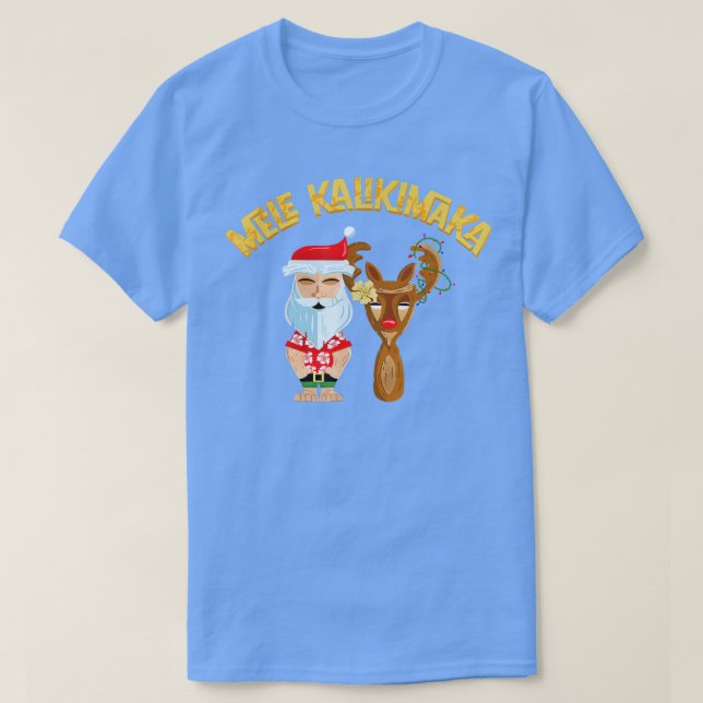 Camiseta Mele Kalikimaka Tiki Papais noeis de Natal e R (Frente do Design)