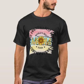 Camiseta Melhor Amiga do Mundo Mãe Meio Floral Leopard S
