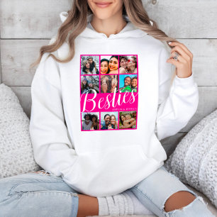 Camiseta Melhor Amiga Rosa e Branco Colagem de 9 Fotos