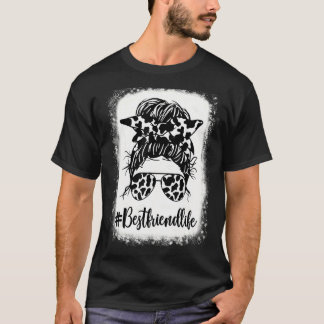 Camiseta Melhor amiga Vaca Vaca Mensagem Bun Hair Hleached