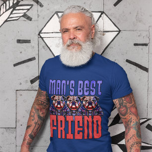 Camiseta "Melhor Amigo do Homem" Arte Gráfica do Cão-Touro 
