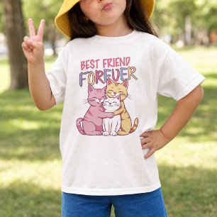 Camiseta Melhor Amigo Para Sempre Tipografia de Gatos Fofos