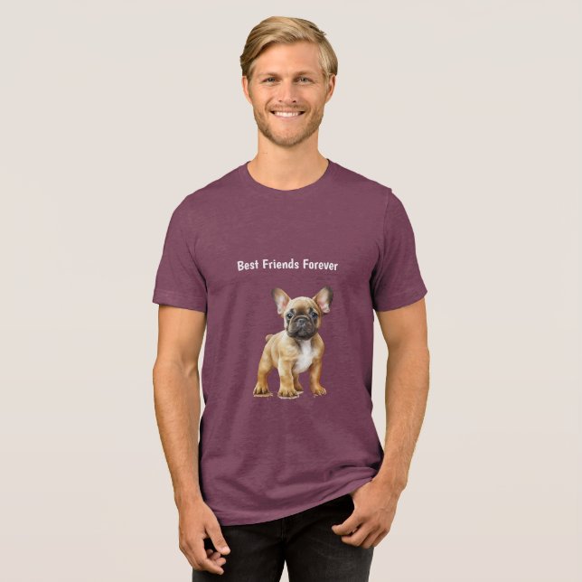Camiseta Melhor Amigos para o Cachorro Francês (Frente Completa)