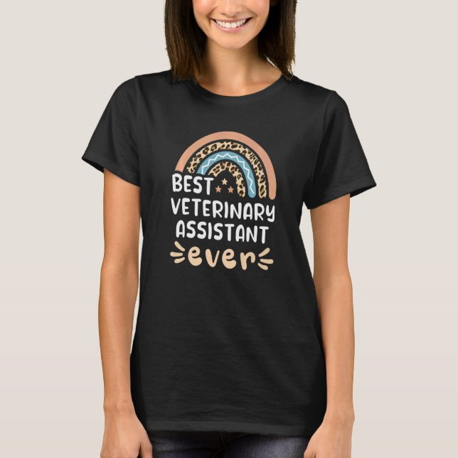 Camiseta Melhor Assistente Veterinário Ever Leopardo Rainbo (Frente)