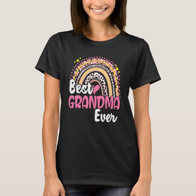 Camiseta Melhor Avó Alguma Vez Engraçado Leopardo-Rainbow M (Frente)