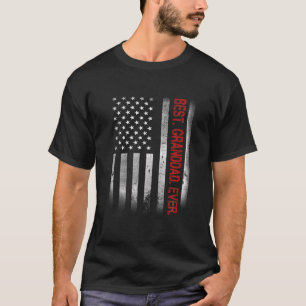Camiseta Melhor Avô Alguma Vez Vintage American Flag Para 