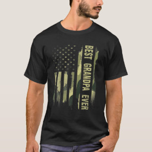Camiseta Melhor Avô Americano Bandeira Camo Padre