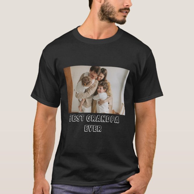 Camiseta Melhor Avô De Foto Da Família Personalizada (Frente)