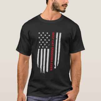 Camiseta Melhor Avó de Gato Americano Bandeira Americana