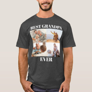 Camiseta Melhor Avô de Todos os Tempos 4 Colagem de Fotos C