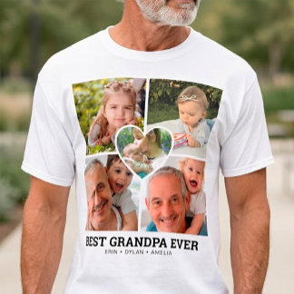Camiseta "Melhor Avô de Todos os Tempos" Colagem de Fotos P