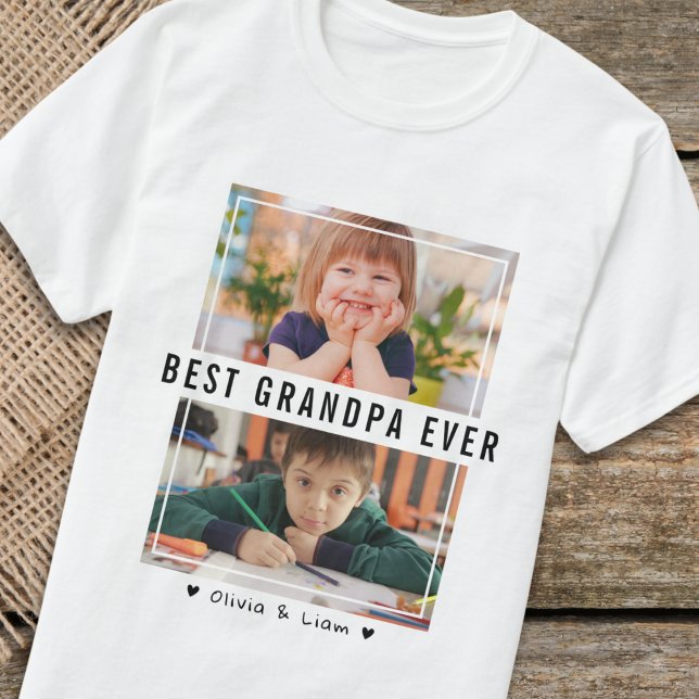 Camiseta Melhor Avô de Todos Presente Personalizado com Dua (Best Grandpa Ever Two Photo Personalized Gift T-Shirt
)