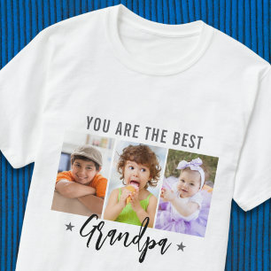 Camiseta Melhor Avô De Três Dicas Personalizadas De Foto