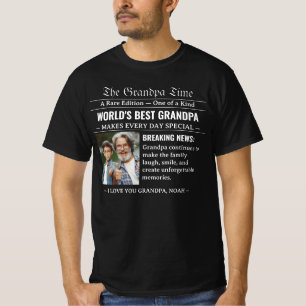 Camiseta Melhor Avô do Mundo Jornal Foto Legal