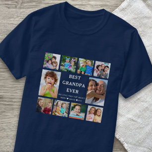 Camiseta Melhor Avô do Mundo Netos 10 Colagem de Fotos Azul