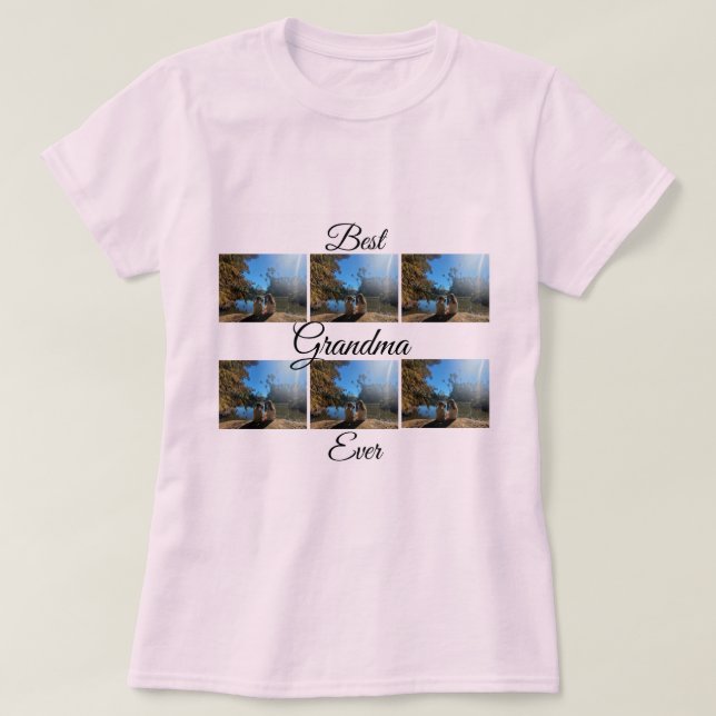 Camiseta Melhor Avó Ever 6 Rosas claro De Presente De Colag (Frente do Design)
