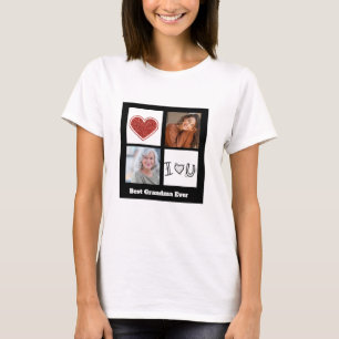 Camiseta Melhor Avó Ever Foto Coração de Colagem