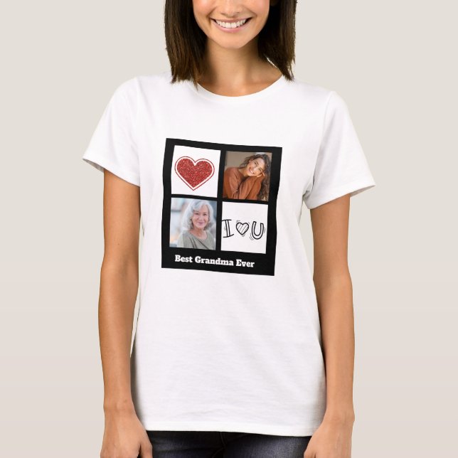 Camiseta Melhor Avó Ever Foto Coração de Colagem (Frente)