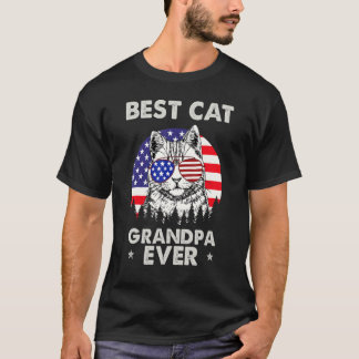 Camiseta Melhor Avô Gato Americano Bandeira 4 De Julho Pa