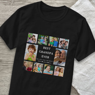 Camiseta Melhor Avô Já Netos 10 Colagem de Fotos Preto