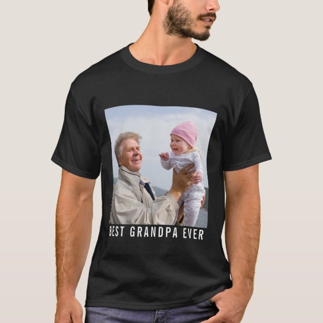 Camiseta Melhor Avô Nunca Avô E Foto Do Bebê Preto (Frente)